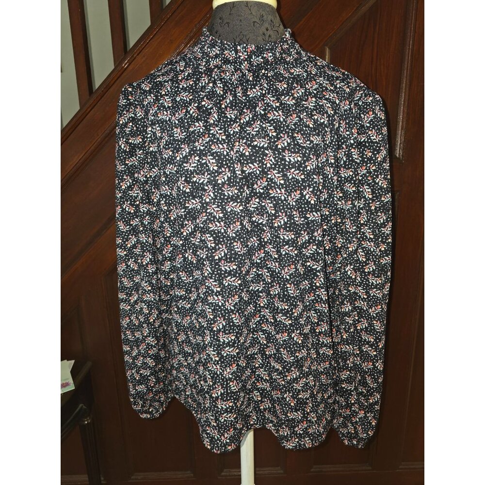 Loft Womens Floral Long Sleeve Blouse Size L